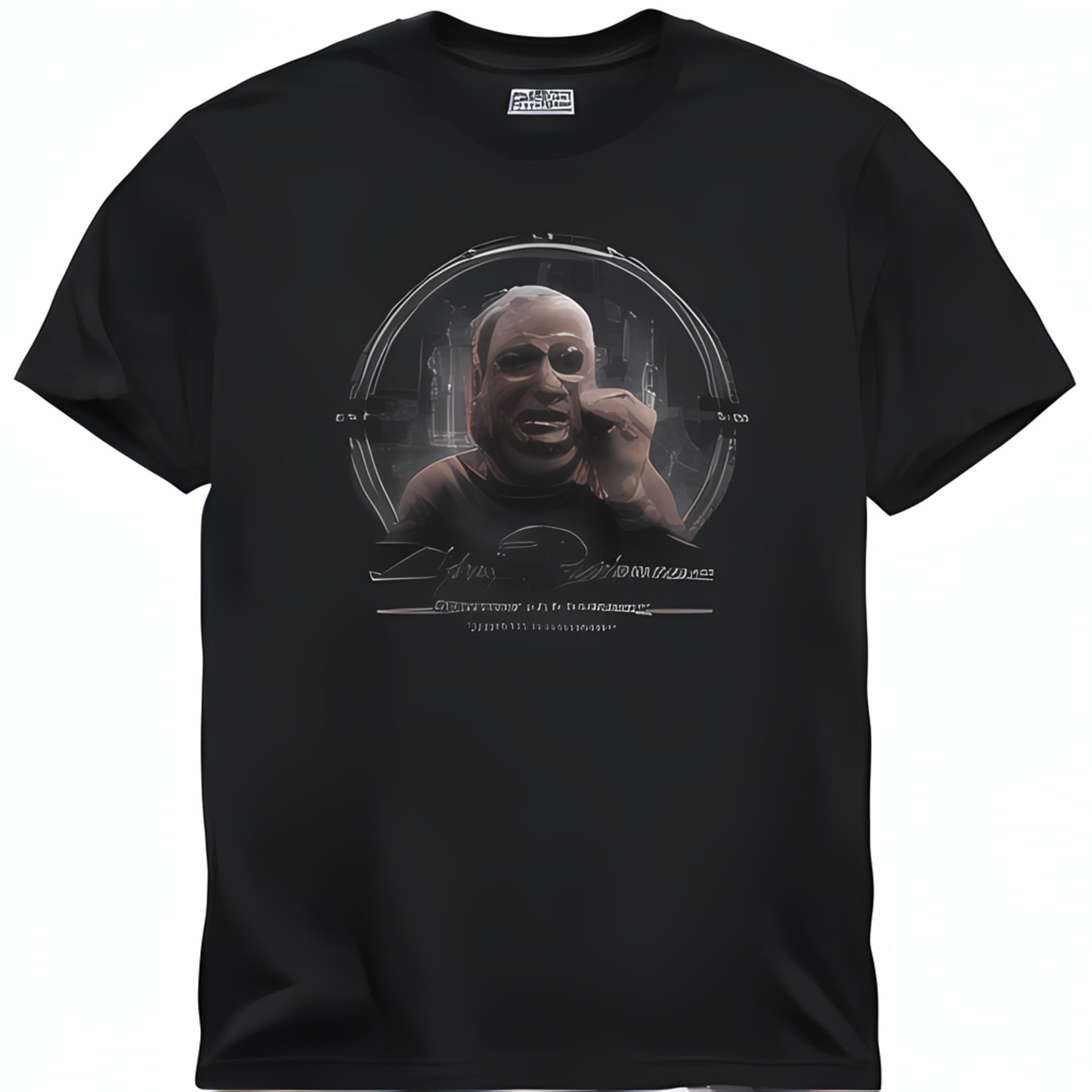 Black T-Shirt Featuring Gilbert from Cyberpunk with Holographic ...