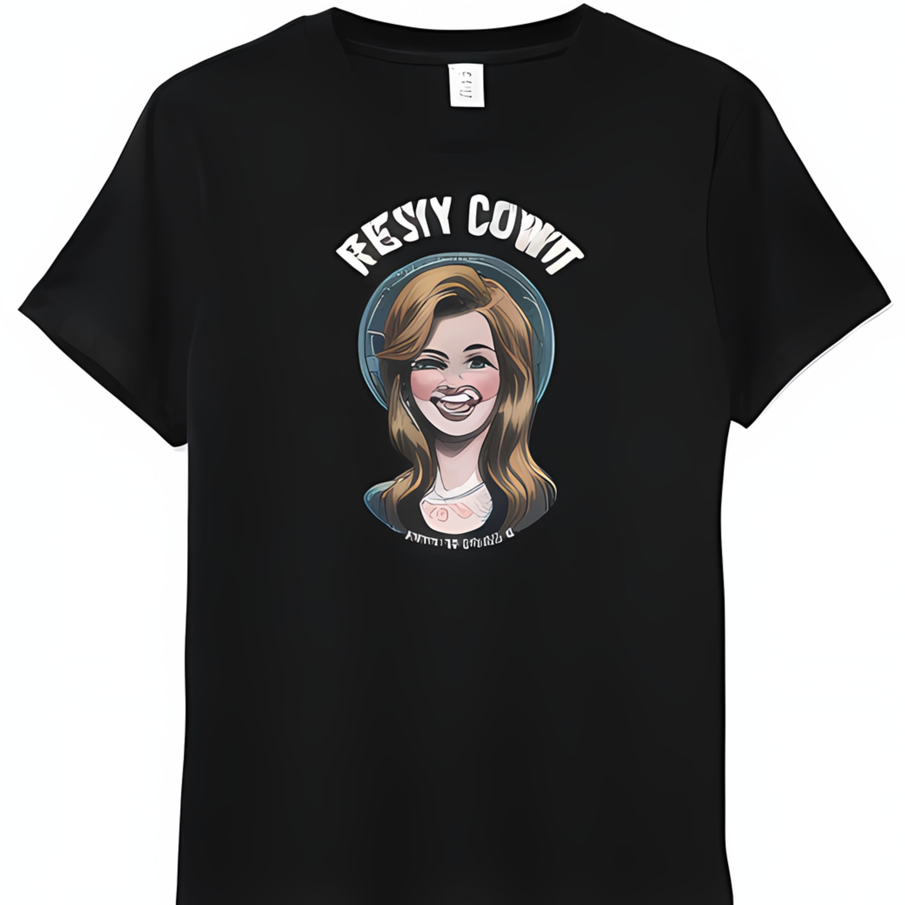 Black t shirt featuring resy cowit from bigight in the office series