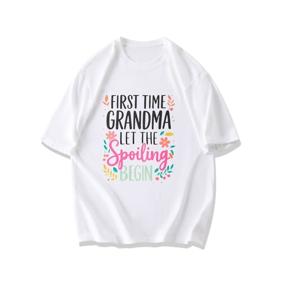 Black T Shirt First Time Grandma Let The Spoiling Begin Floral Design For New Grandmother Gifts