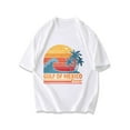thumbnail image 1 of Black T-Shirt Gulf Of Mexico Sunset Palm Trees And Wave Graphic Forever Text Beach Vacation Summer Wear, 1 of 4