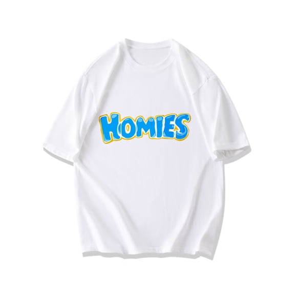 Black T Shirt Homies Print Graphic Tee Casual Streetwear Fashion Unisex Top For Men And Women