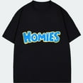 thumbnail image 1 of Black T Shirt Homies Print Graphic Tee Casual Streetwear Fashion Unisex Top For Men And Women, 1 of 4