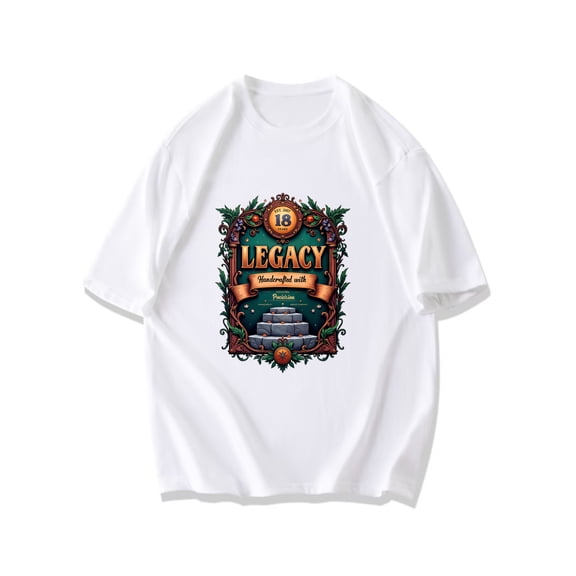 Black T Shirt Legacy 18 Years Handcrafted With Passion Vintage Frame Design For Casual Wear And Anniversary Celebration