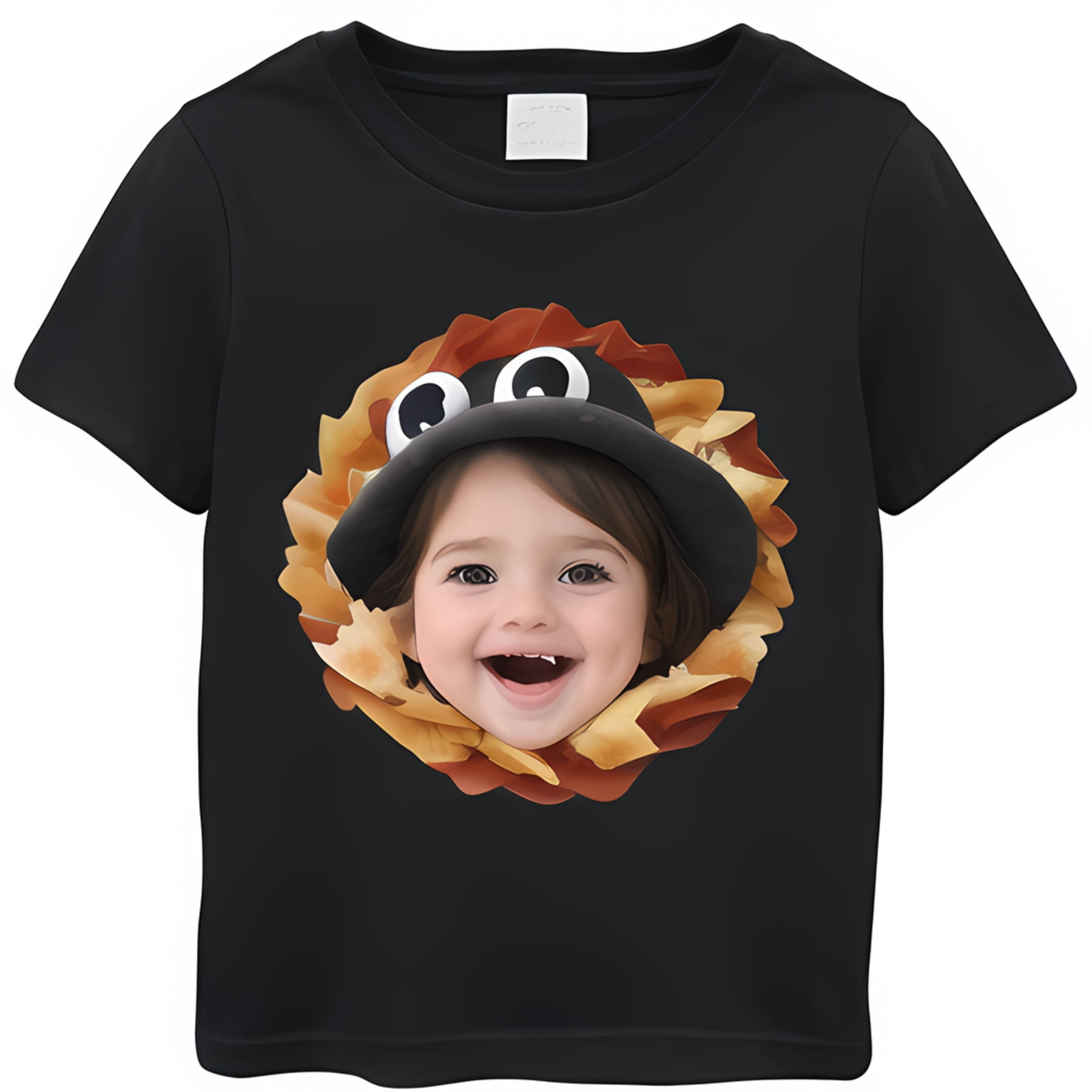 Black T-Shirt Mockup with Fun Kids Shirt Design and Cute Baby Face ...