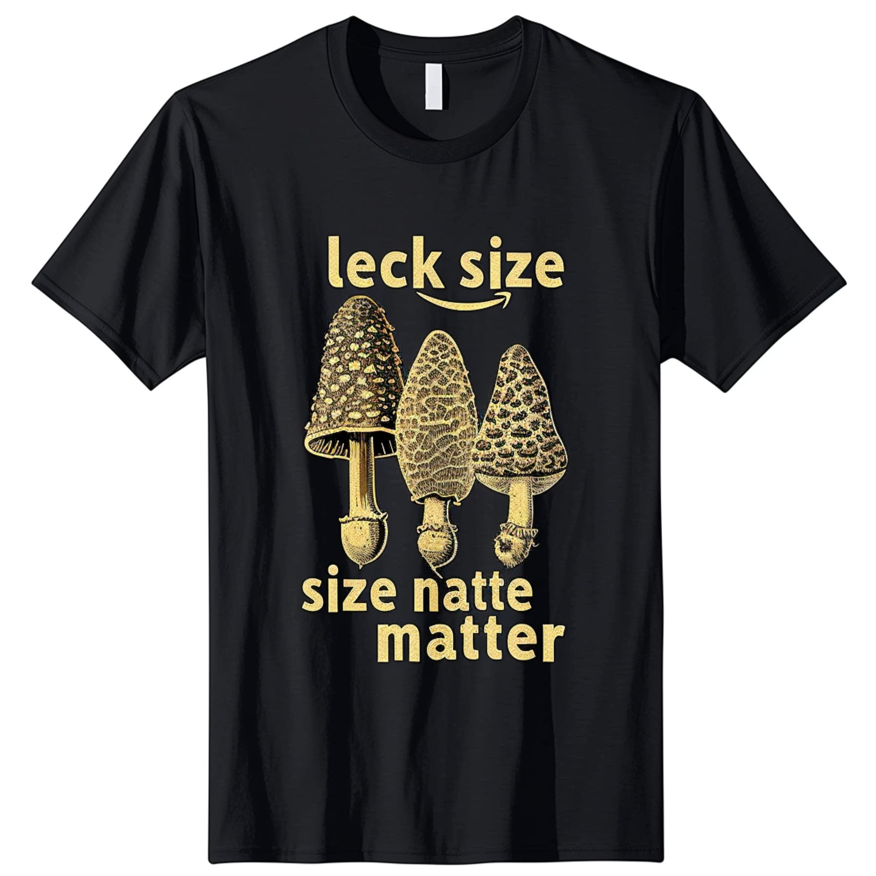 Black T Shirt Morel Mushroom Gold Foil Print Size Matters Design Kids