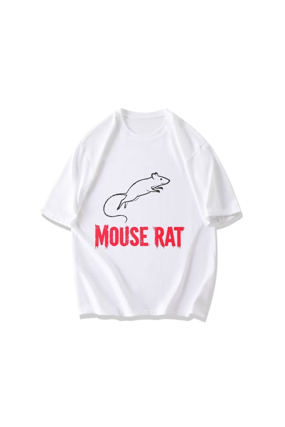 Black T Shirt Mouse Rat Graphic Print For Casual Wear