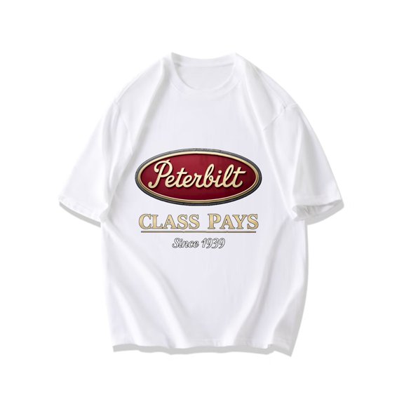 Black T Shirt Peterbilt Logo Class Pays Since 1939 Print For Truck Enthusiasts And Casual Wear