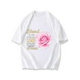 thumbnail image 1 of Black T Shirt With Pink Rose And Religious Quote Blessed Is She Who Has Lord That The Bouled That Woulee The Girl Ful His Promise For Women Fashion Casual Wear, 1 of 3