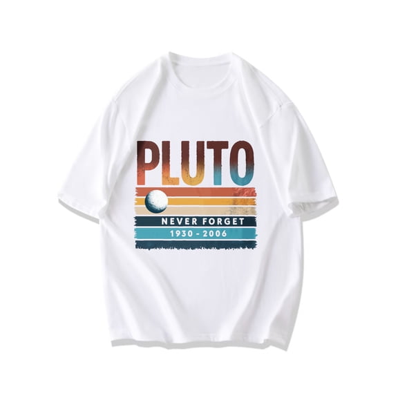 Black T Shirt Pluto Planet Never Forget Retro Design For Space Enthusiasts And Astronomy Lovers Casual Wear
