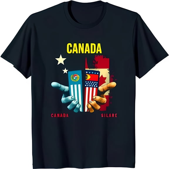Black T-Shirt 'SILARE' Hands Holding Canadian & US Design