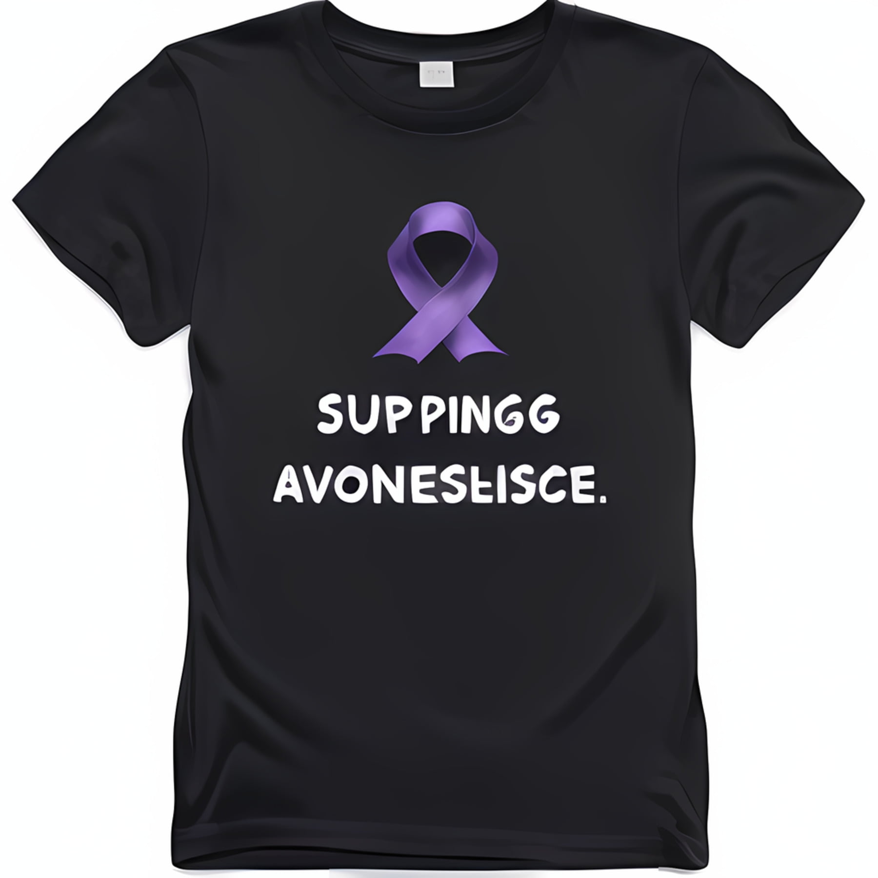 Black T-Shirt: Supporting Avones Penguins Ice Awareness Ribbon Symbol T