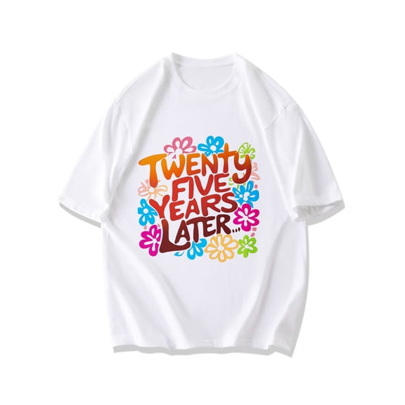 Black T Shirt Twenty Five Years Later Floral Design For Casual Wear