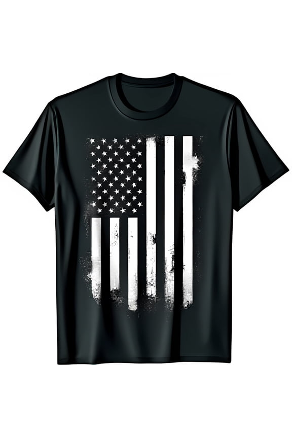 Black T-Shirt Vintage Worn Look Rugged Style