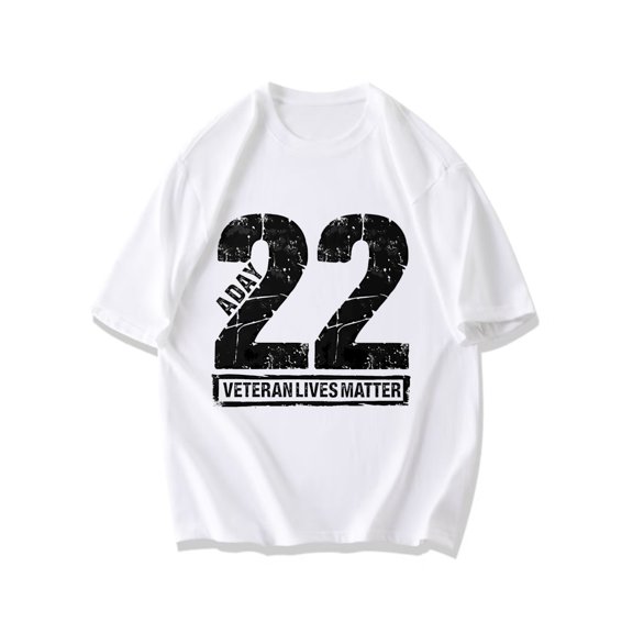 Black T Shirt With 22 A Day Veteran Lives Matter Print For Military Support And Awareness Events