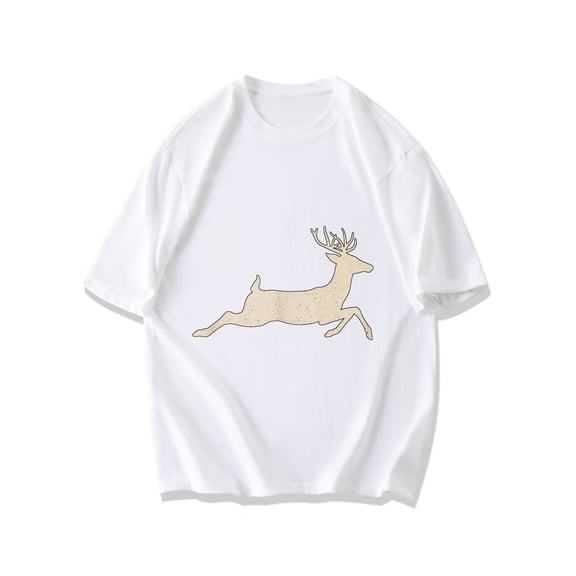 Black T-Shirt With Deer Print For Casual Wear