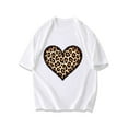 thumbnail image 1 of Black T Shirt With Leopard Print Heart Design For Casual Wear, 1 of 3