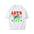thumbnail image 1 of Black T Shirt With Let S Get Lit Christmas Lights And Stars Print For Holiday Party Seasonal Celebration, 1 of 4