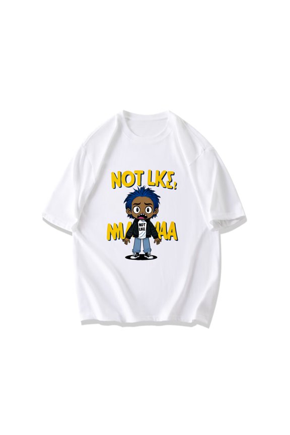 Black T Shirt With Not Like Mv Vaa Cartoon Character And Text Design For Casual Wear