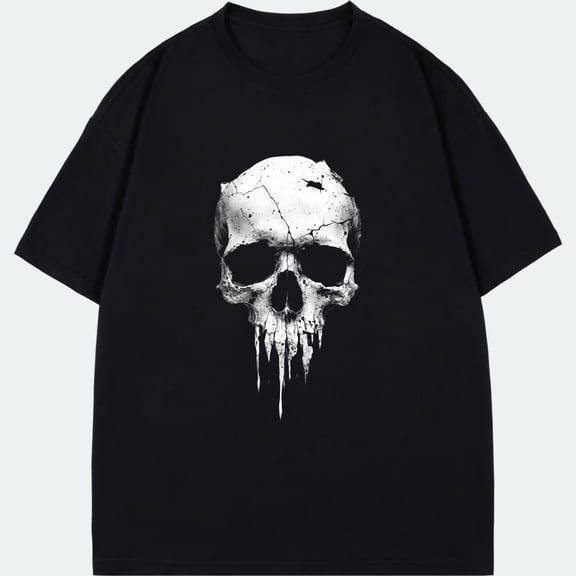 Black T Shirt With Skull Print For Casual Wear