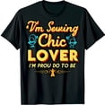 thumbnail image 1 of Black T-Shirt for Sewing Lovers I m Sewing Chic Lover with Sewing Machines & Swirls, 1 of 5
