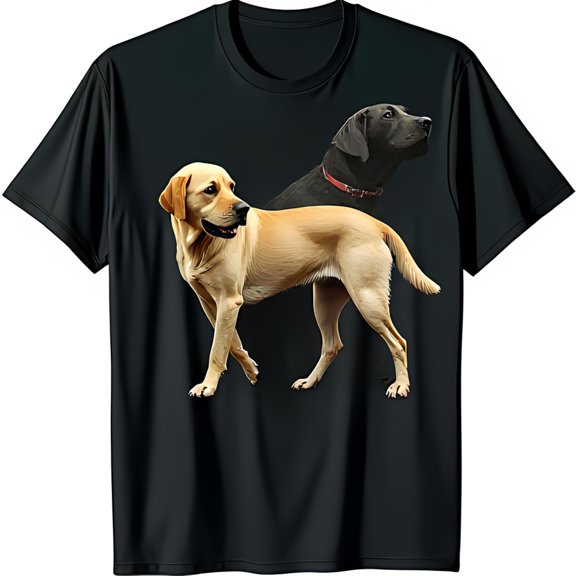 Black T-Shirt with Adorable Labrador Retrievers Graphic for Dog Lovers