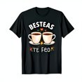 thumbnail image 1 of Black T-Shirt with 'Besteas Te Feo' Graphic Coffee Cups & Heart Design, 1 of 5