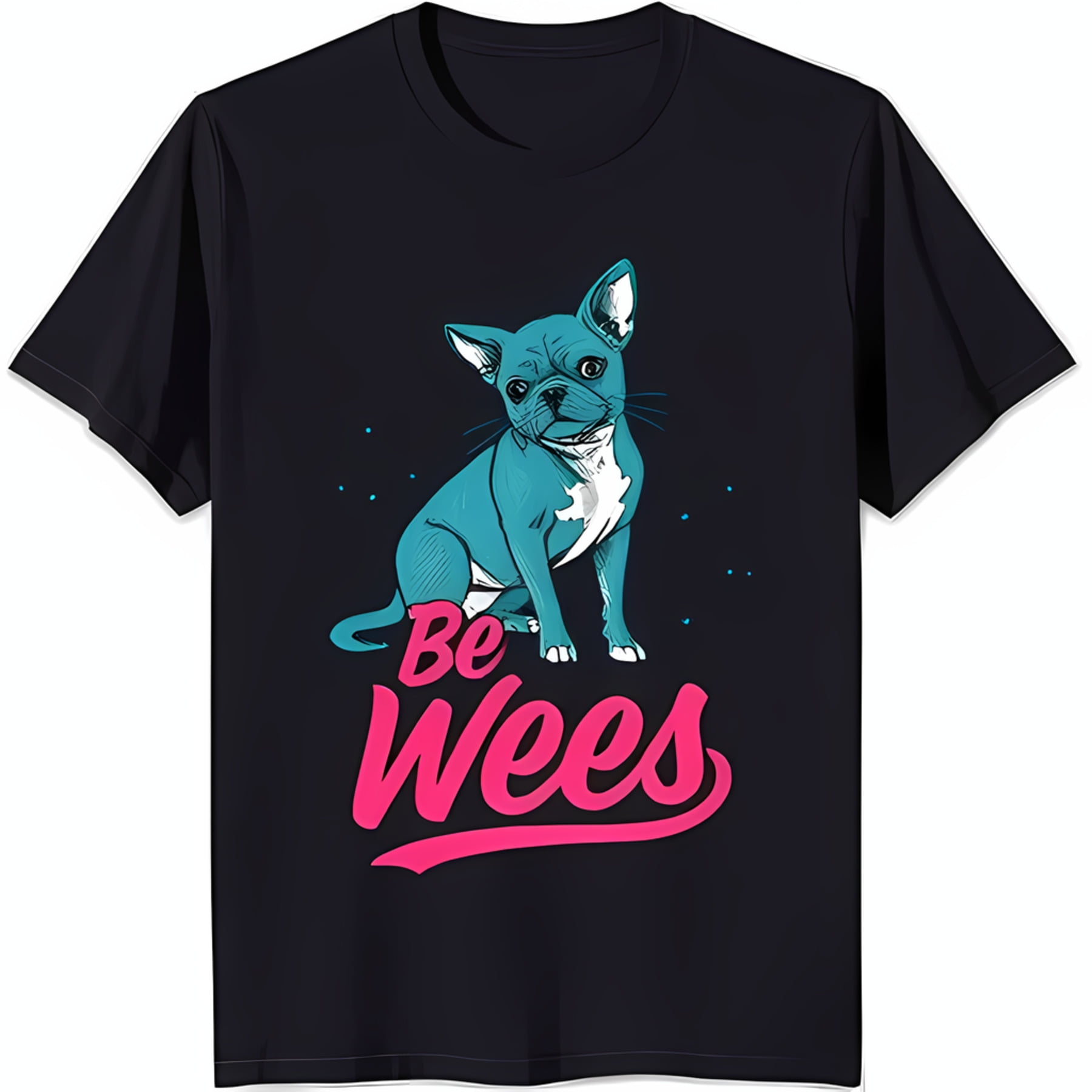 Black TShirt with Blue Design and 'Be Wees' Text