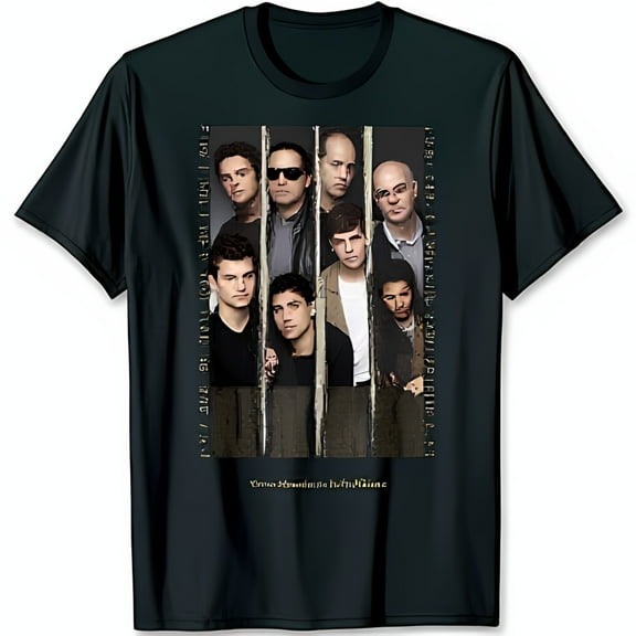 Black T-Shirt with Blurred Faces Behind Prison Bars Design