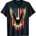 Black TShirt with Bold Bald Eagle Graphic Over Design