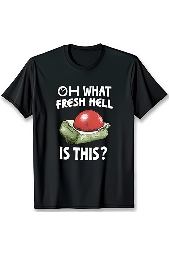Black T-Shirt with Bold 'Fresh Hell' Graphic & Fun Quote Unique Style