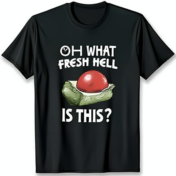 Black T-Shirt with Bold 'Fresh Hell' Graphic & Fun Quote Unique Style