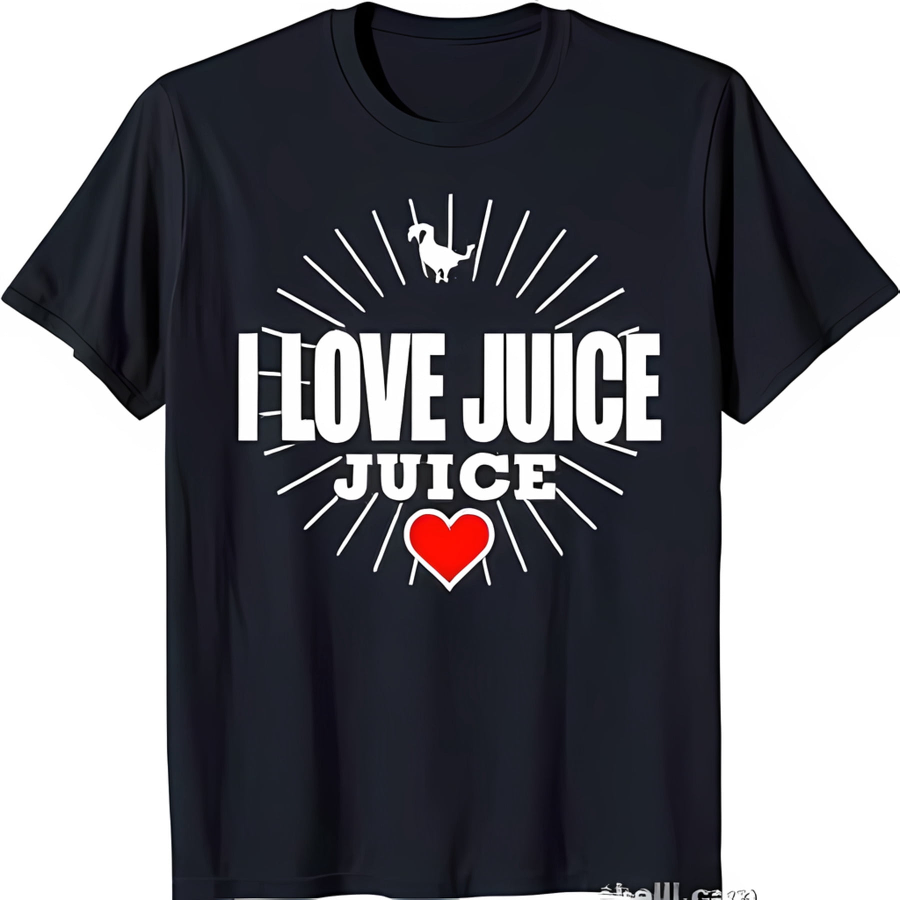 Black TShirt with Bold Graphic & 'I LOVE JUICE JUICE' Text