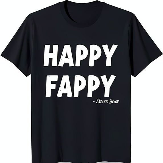 Black T-Shirt with Bold 'HAPPY FAPPY Jner' Graphic Design