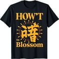 Black TShirt with Bold 'HOW'T' Design and Japanese Character Unique