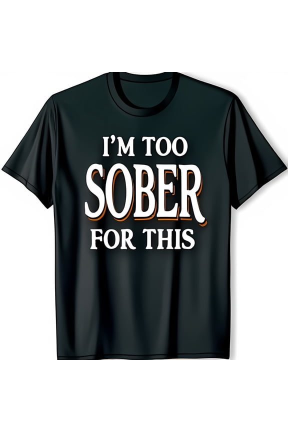 Black T-Shirt with Bold I m Too Sober for This Graphic Fun & Casual Wear