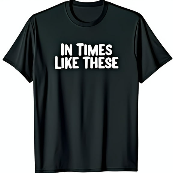 Black T-Shirt with Bold In Times Like These Chest Graphic 100% Casual Wear