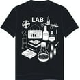 Black TShirt with Bold Lab Graphic Beaker Test Tube & Microscope