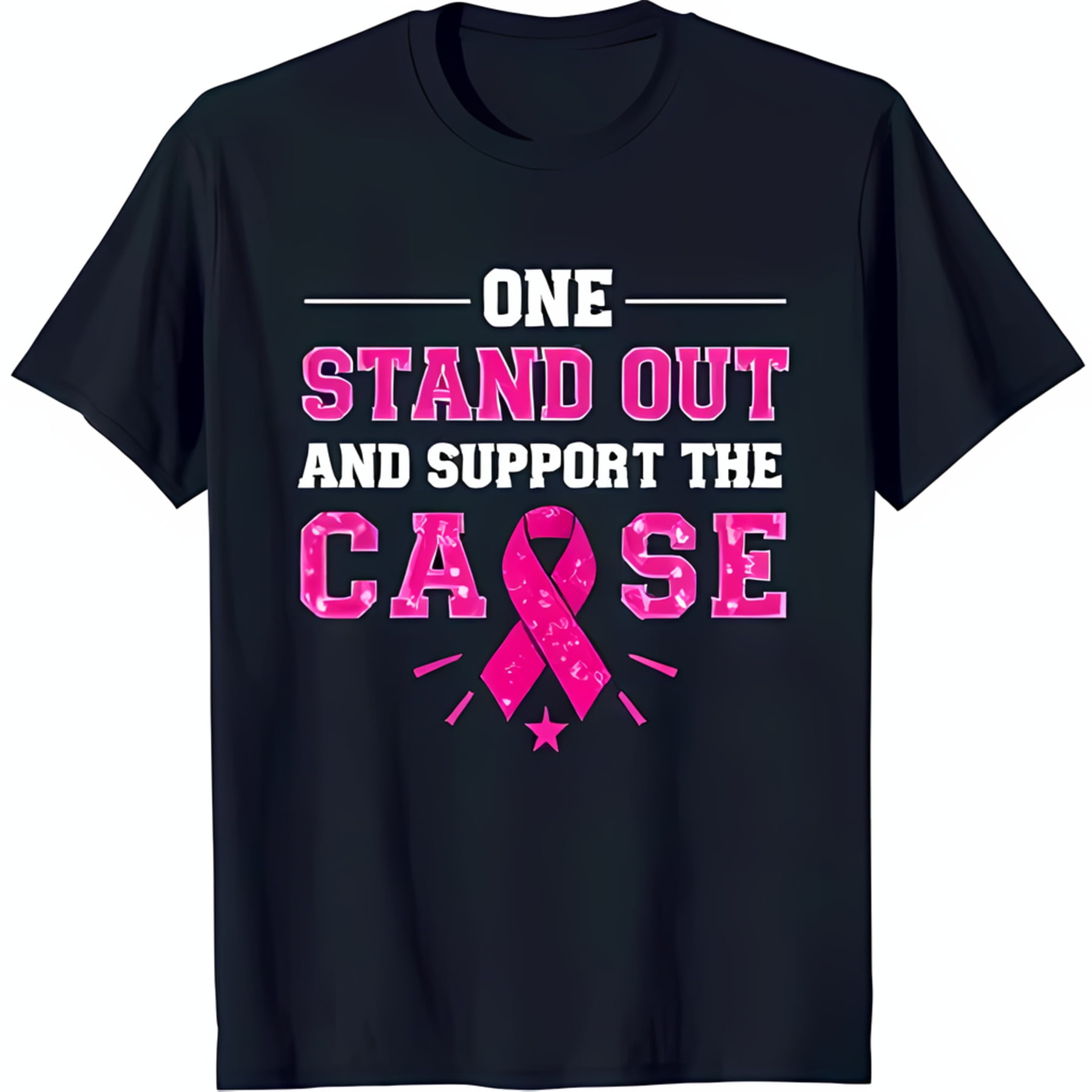 Black TShirt with Bold 'ONE STAND OUT AND SUPPORT THE CASE' Print