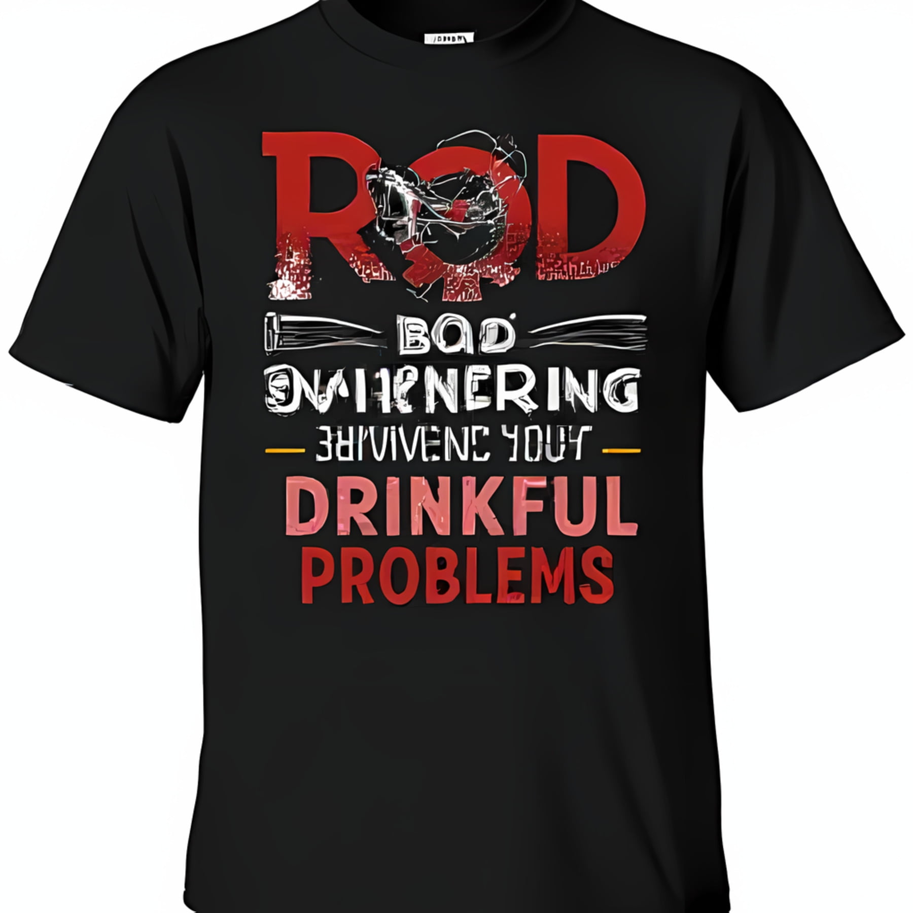 Black TShirt with Bold ROD Graphic & Wrench Design for Bad Engineering