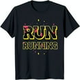 thumbnail image 1 of Black T-Shirt with Bold 'RUN' Design in Pink & Yellow Stylish Running Tee, 1 of 5