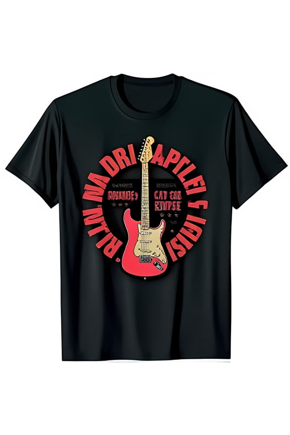 Black T-Shirt with Bold Red Circle Graphic Featuring Design