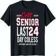 Black TShirt with Bold Red and White '2024 Senior Last Day' Design
