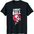 Black TShirt with Bold 'SIMBOT BALL' Graphic Volleyball Spiking Design
