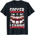 Black TShirt with Bold 'SOCCER' Graphic & Cartoon Players for Fans