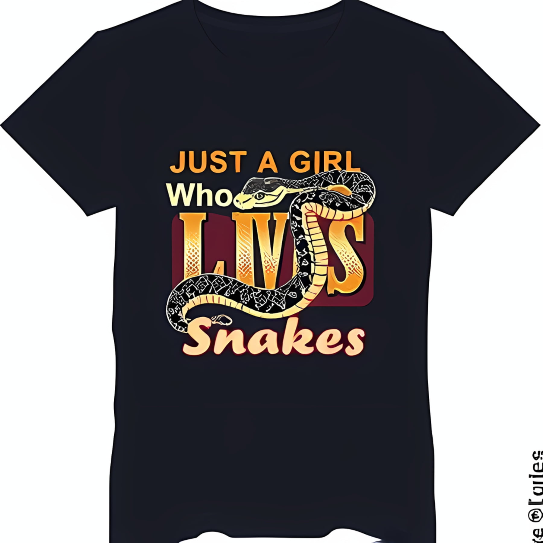 Black T-Shirt with Bold Snake Graphic & 'Just a Girl Who LIVES Snakes ...