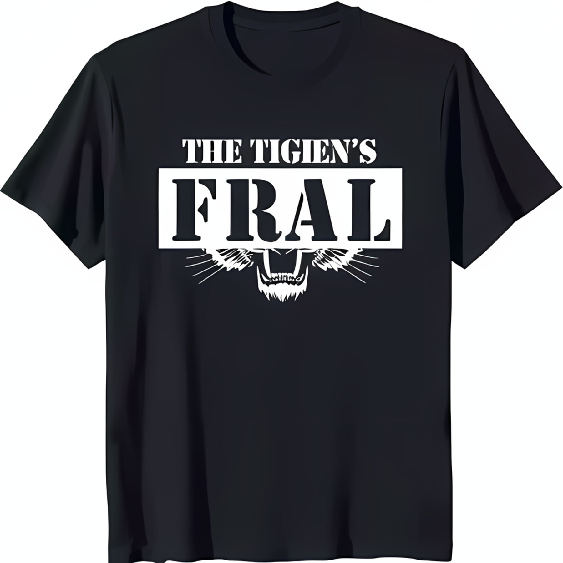 Black T-Shirt with Bold 'The Tigien's FRAL' Graphic & Roaring Head ...