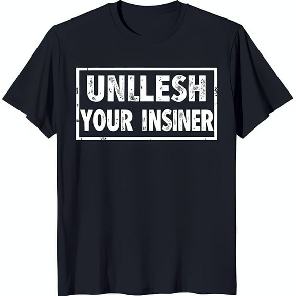 Black T-Shirt with Bold 'UNLEASH YOUR INSINER' Graphic