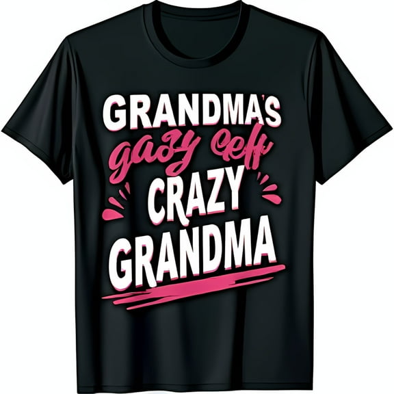 Black T-Shirt with Bold White Graphic: Grandma Off Grandma Design