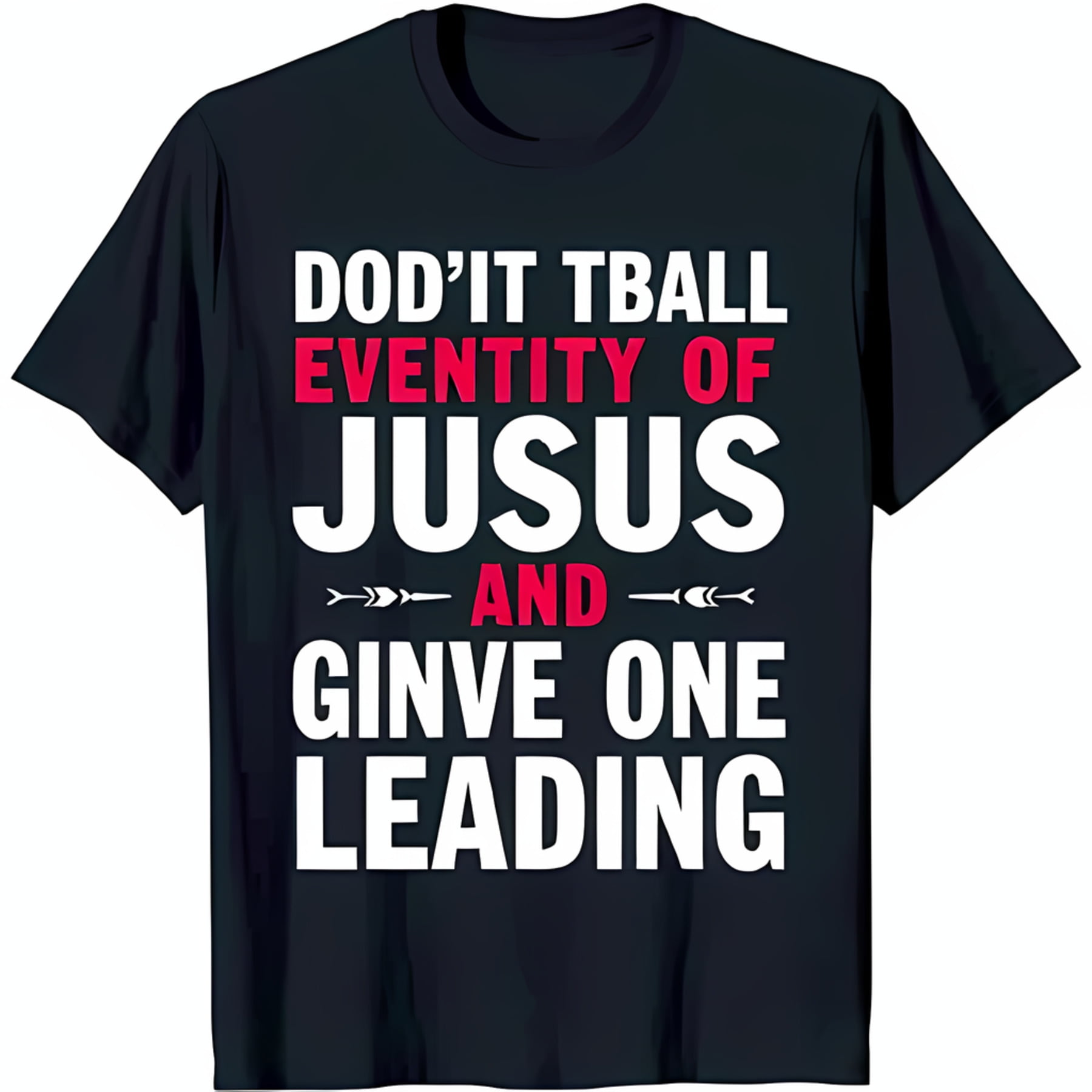 Black TShirt with Bold White Text 'DOD'IT TBALL EVENTITY OF JUSUS AND