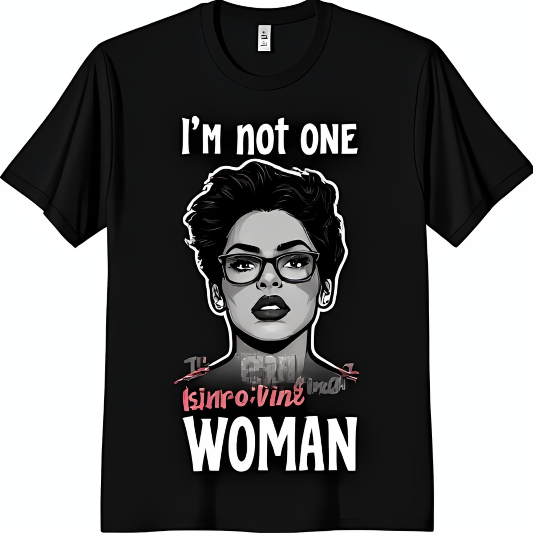 Black TShirt with Bold Woman Illustration & Empowering 'I’m Not One'